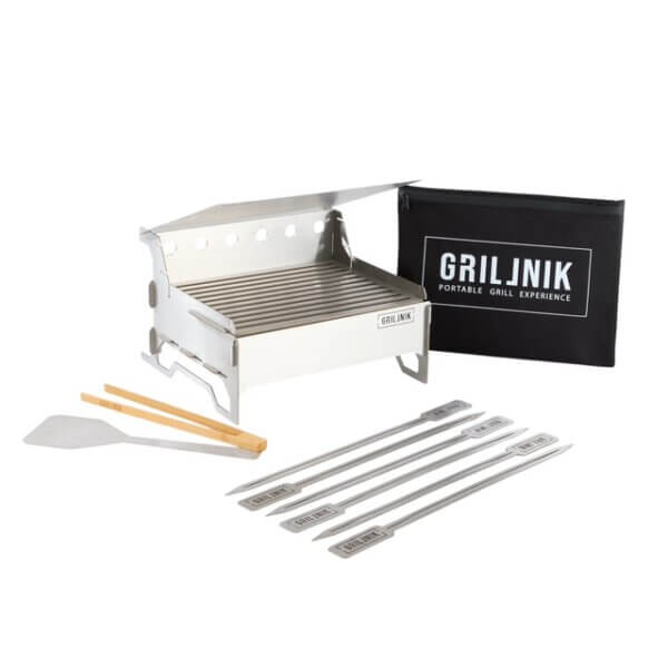 Zusammenbau des Grillnik Grill Set S – Alle Komponenten präzise angeordnet für eine einfache Montage