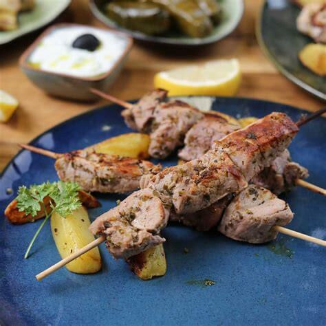 Griechische Souvlaki vom Schwein
