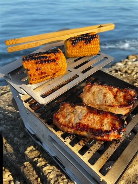 GrillNik GRILL S 6 in 1 Edelstahl Grillset für unterwegs | inkl. Spieße, Zange & Tasche – Bild 11